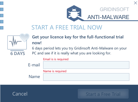 Ativação de teste gratuito GridinSoft Anti-Malware