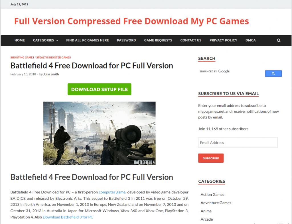 Site page with hacked software