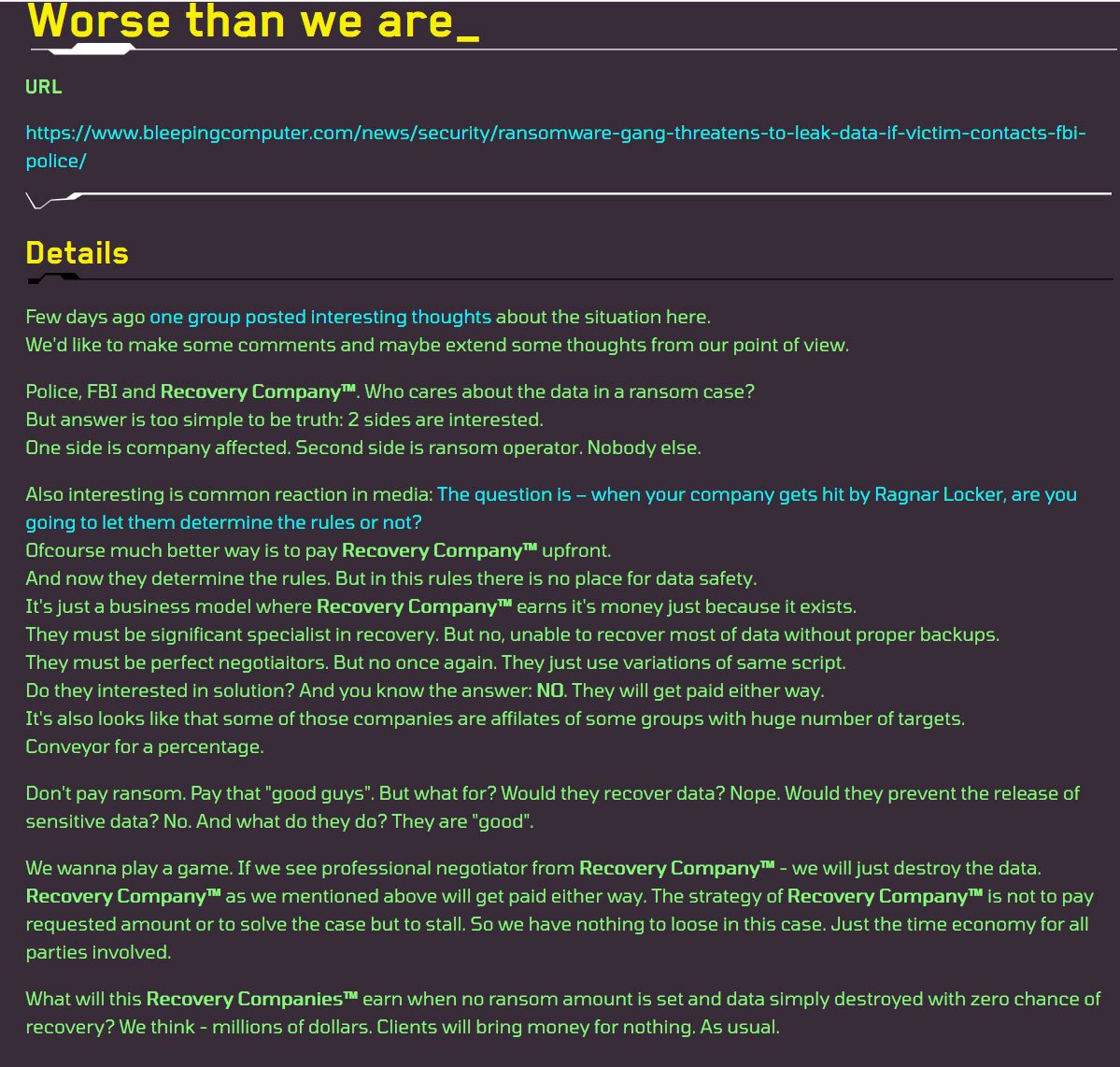 The hackers posted a warning