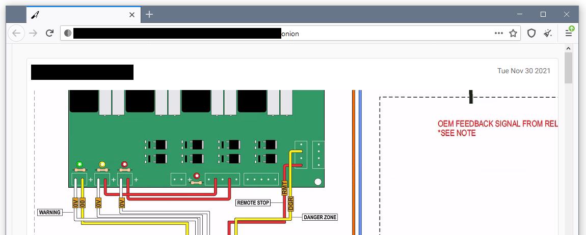 Screenshot of leak site